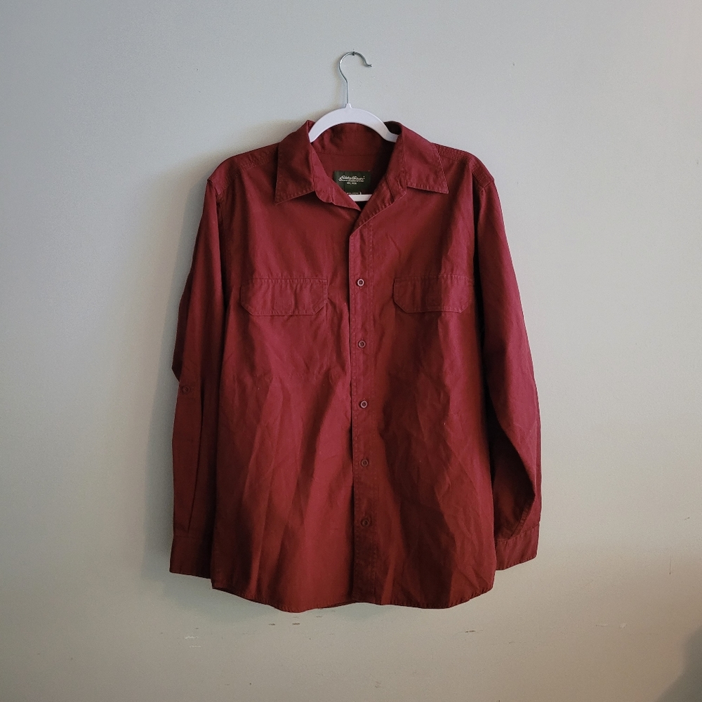 Eddie Bauer Red Button Up Long Sleeve Shirt